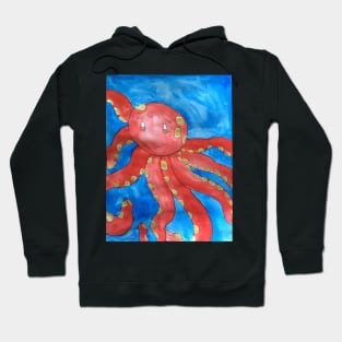 Watercolor Octopus Painting Hoodie